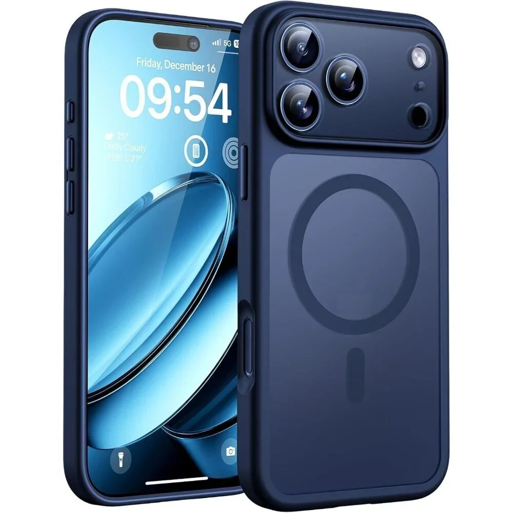 Dark Blue Iphone 17 Pro Max Full Camera Protection Translucent Matte Phone Case